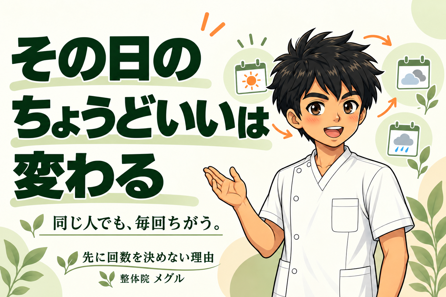 同じ人でも、その日ごとに「ちょうどいい」は変わる｜整体の効果はどのくらい持続する？何回で出る？