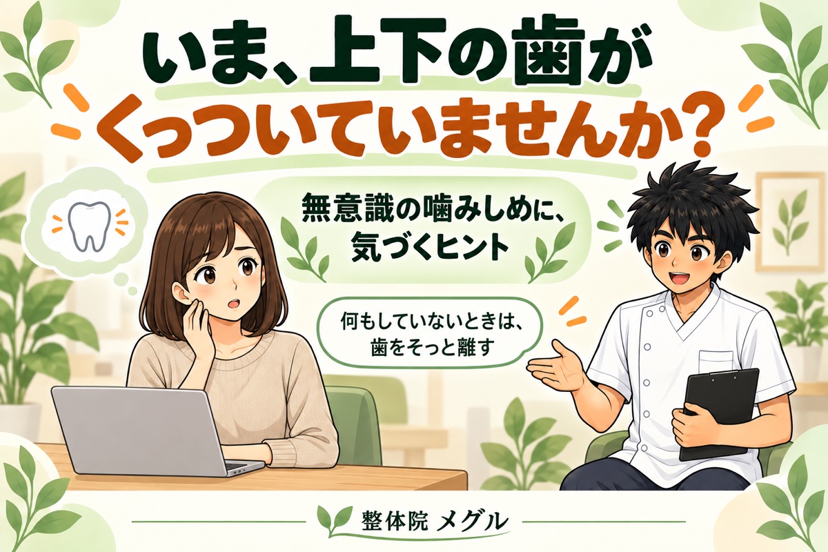 いま、上下の歯がくっついていませんか？無意識の噛みしめに気づくヒント
